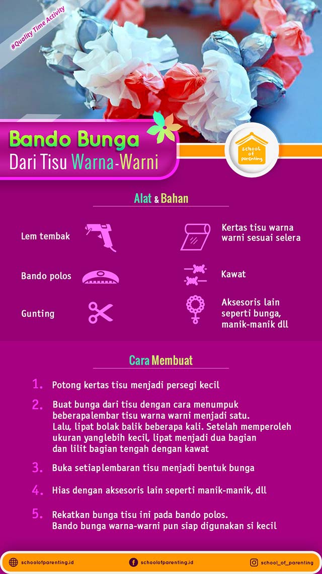 Quality Time Activity Bando Bunga  Dari Tisu Warna  Warni  